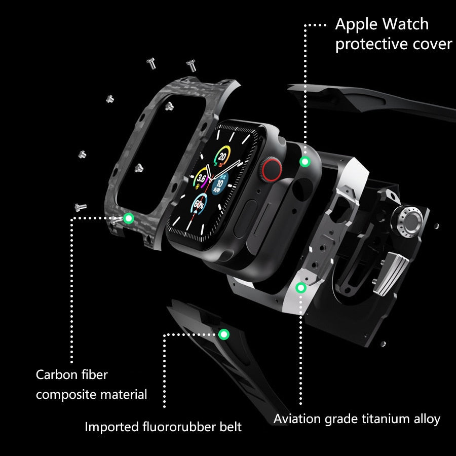 Apple watch 44/45MM Carbon fiber & Black Titanium case – G&C Watch