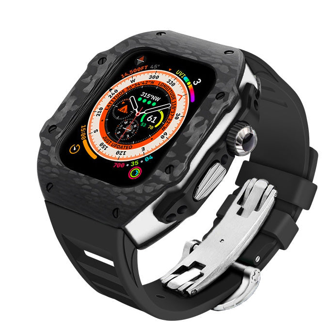 Apple watch 44/45MM Carbon fiber & Silver Titanium case