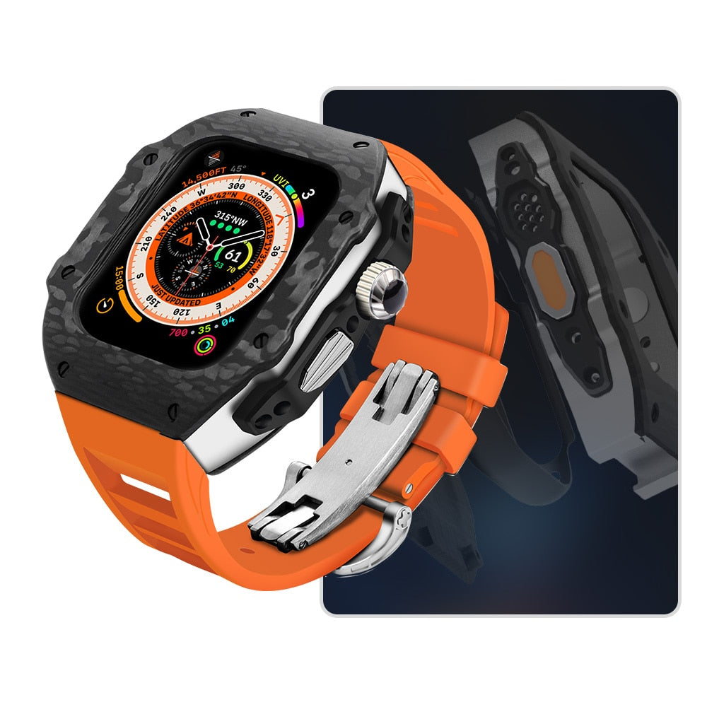 Apple watch 44/45MM Carbon fiber & Silver Titanium case - G&C Watch