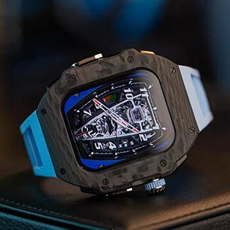 Apple watch 44/45MM Carbon fiber & Silver Titanium case - G&C Watch