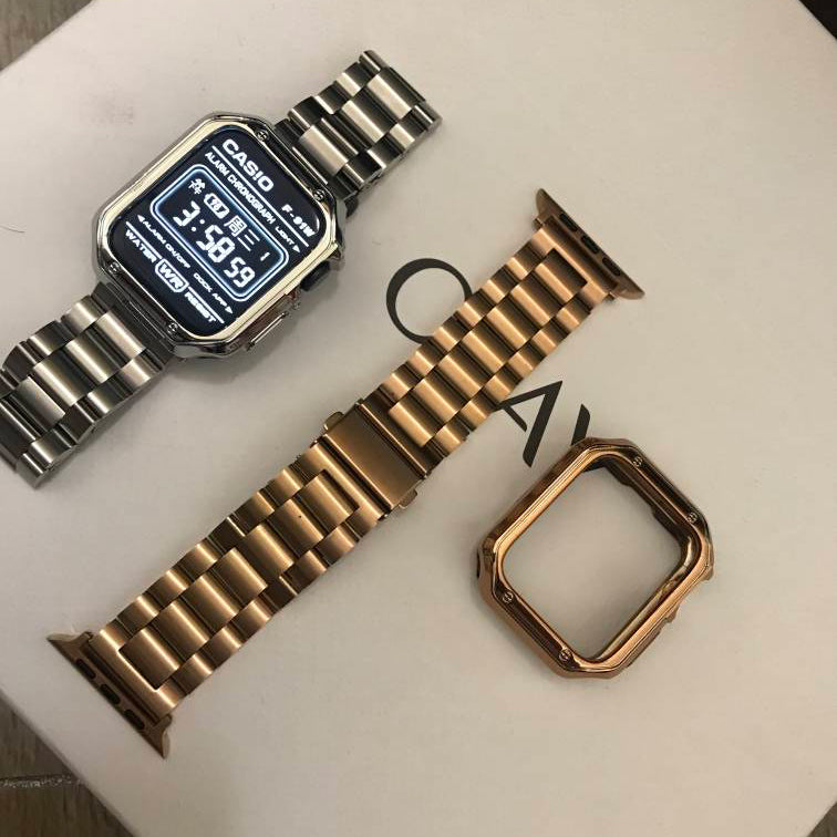Apple Watch Rose-Gold Silicone case & Steel band - G&C Watch